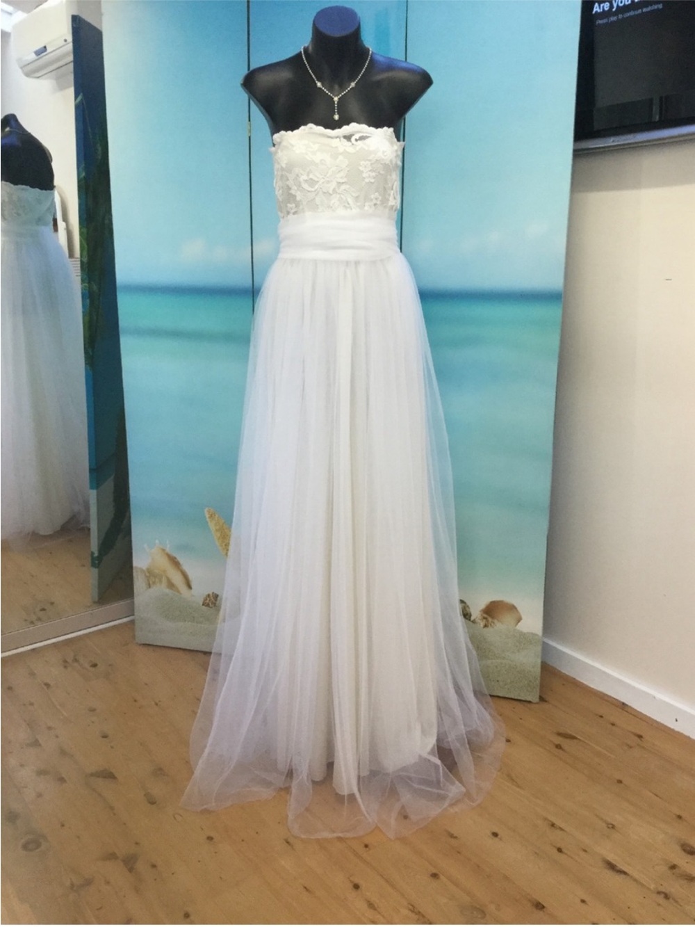 Grace Loves Lace White Strapless Lace & Tulle Gown